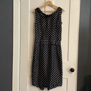 Blue/cream polka dot vintage drop waist dress